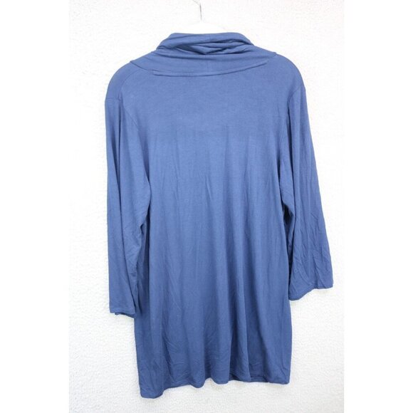 J.Jill Wearever 3/4 Sleeve Cowl Neck Top-Size Medium-Navy Blue - Picture 8 of 10